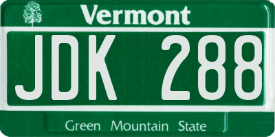 VT license plate JDK288