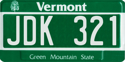 VT license plate JDK321