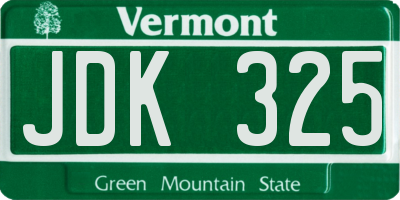 VT license plate JDK325