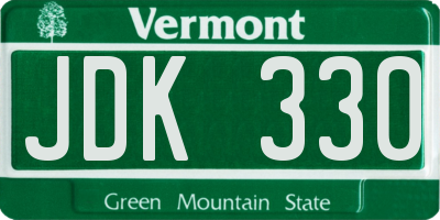 VT license plate JDK330