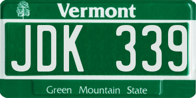 VT license plate JDK339
