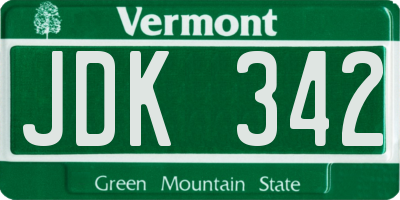 VT license plate JDK342