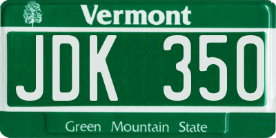 VT license plate JDK350