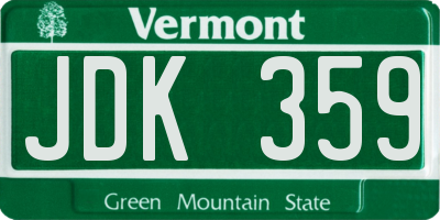 VT license plate JDK359