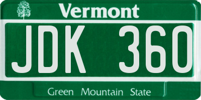 VT license plate JDK360