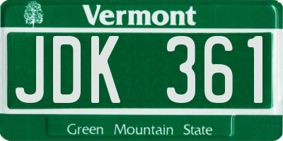 VT license plate JDK361