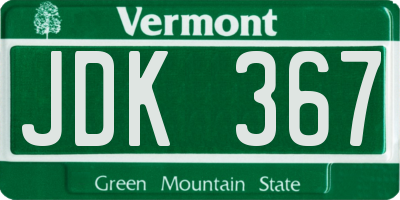 VT license plate JDK367