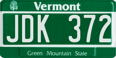 VT license plate JDK372