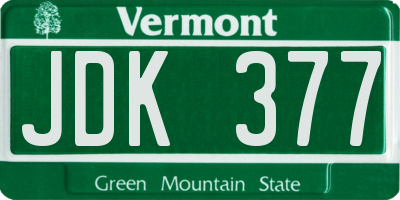 VT license plate JDK377
