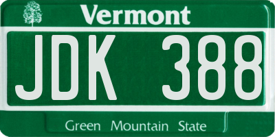 VT license plate JDK388