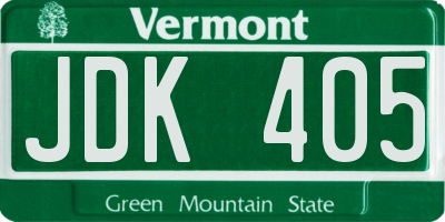 VT license plate JDK405