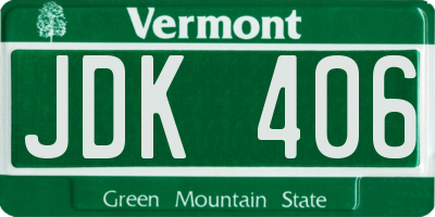 VT license plate JDK406