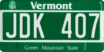 VT license plate JDK407