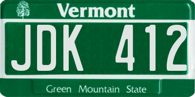 VT license plate JDK412