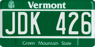 VT license plate JDK426