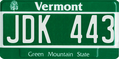 VT license plate JDK443