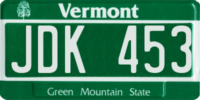 VT license plate JDK453
