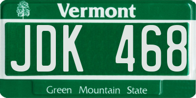 VT license plate JDK468