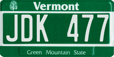 VT license plate JDK477