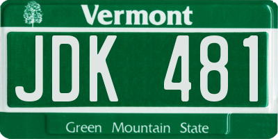 VT license plate JDK481