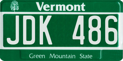 VT license plate JDK486