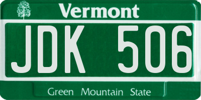 VT license plate JDK506