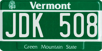 VT license plate JDK508