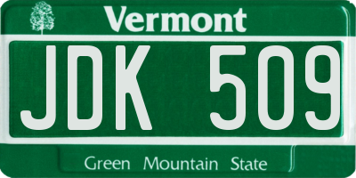 VT license plate JDK509