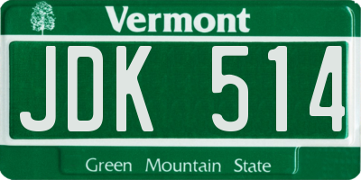 VT license plate JDK514