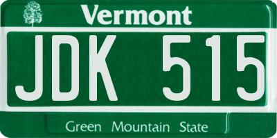 VT license plate JDK515