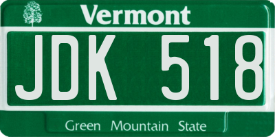 VT license plate JDK518