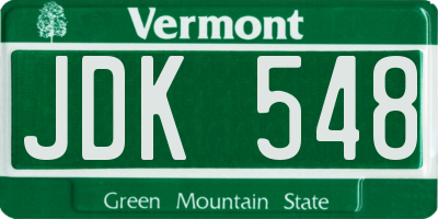 VT license plate JDK548