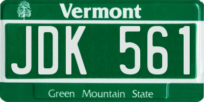 VT license plate JDK561