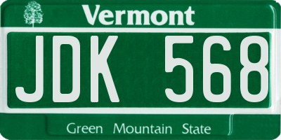 VT license plate JDK568