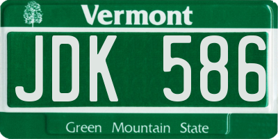 VT license plate JDK586
