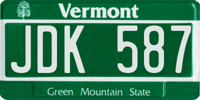 VT license plate JDK587