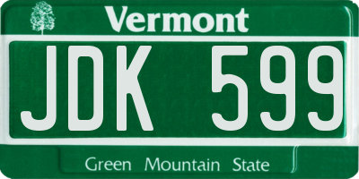 VT license plate JDK599
