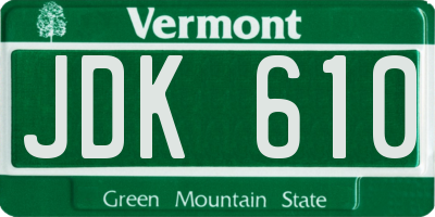 VT license plate JDK610