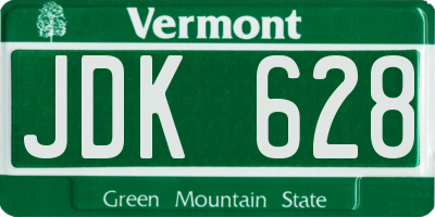 VT license plate JDK628
