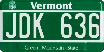 VT license plate JDK636
