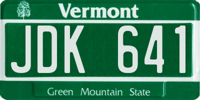 VT license plate JDK641