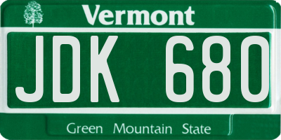 VT license plate JDK680