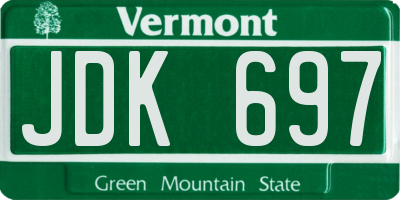 VT license plate JDK697