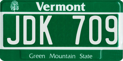 VT license plate JDK709