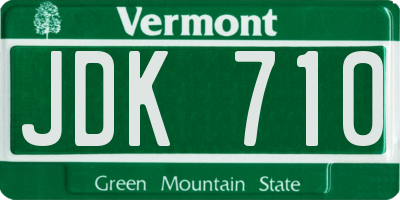 VT license plate JDK710
