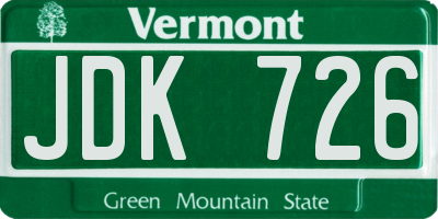 VT license plate JDK726