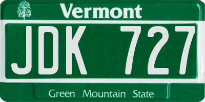 VT license plate JDK727