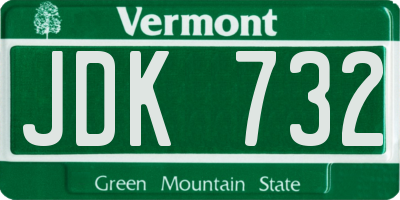 VT license plate JDK732