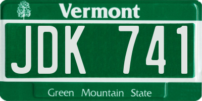VT license plate JDK741