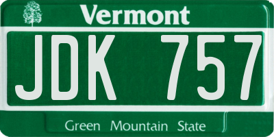 VT license plate JDK757